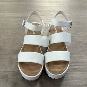 Platform white sandals